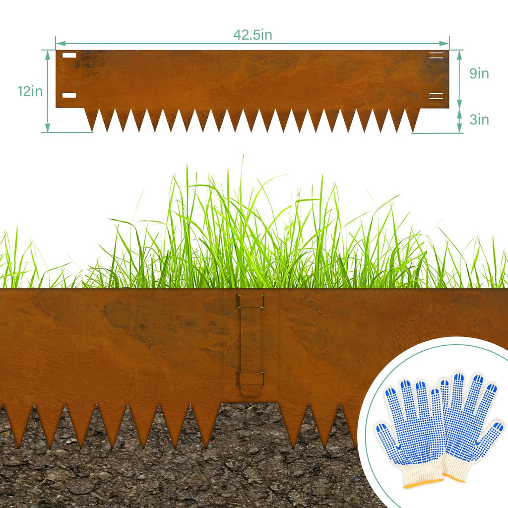 Co rten Steel Landscape Edging 12 Inch, 6 Packs Pre-Rusted