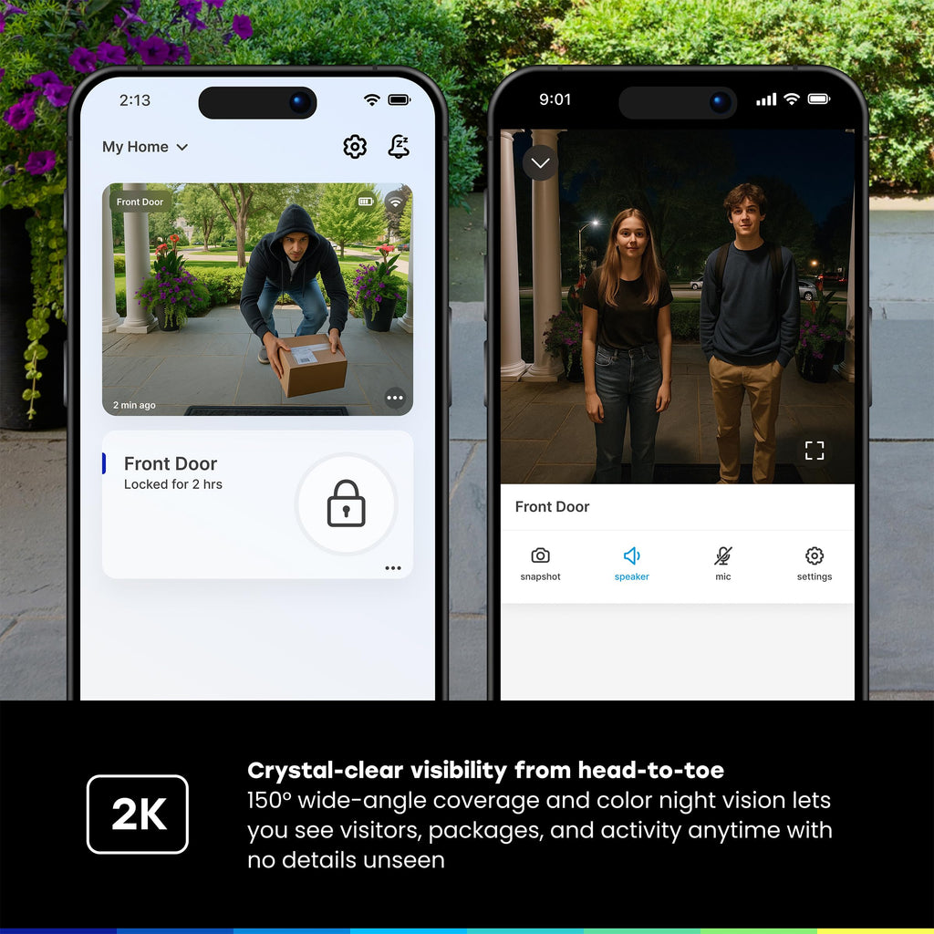 myQ Secure View™ 3-in-1 Smart Lock Deadbolt + Extra Battery, Keyless Entry Door Lock, 2K HDR Doorbell Camera, Face, Fingerprint & PIN Access, App Control, Color Night Vision & Two-Way Audio