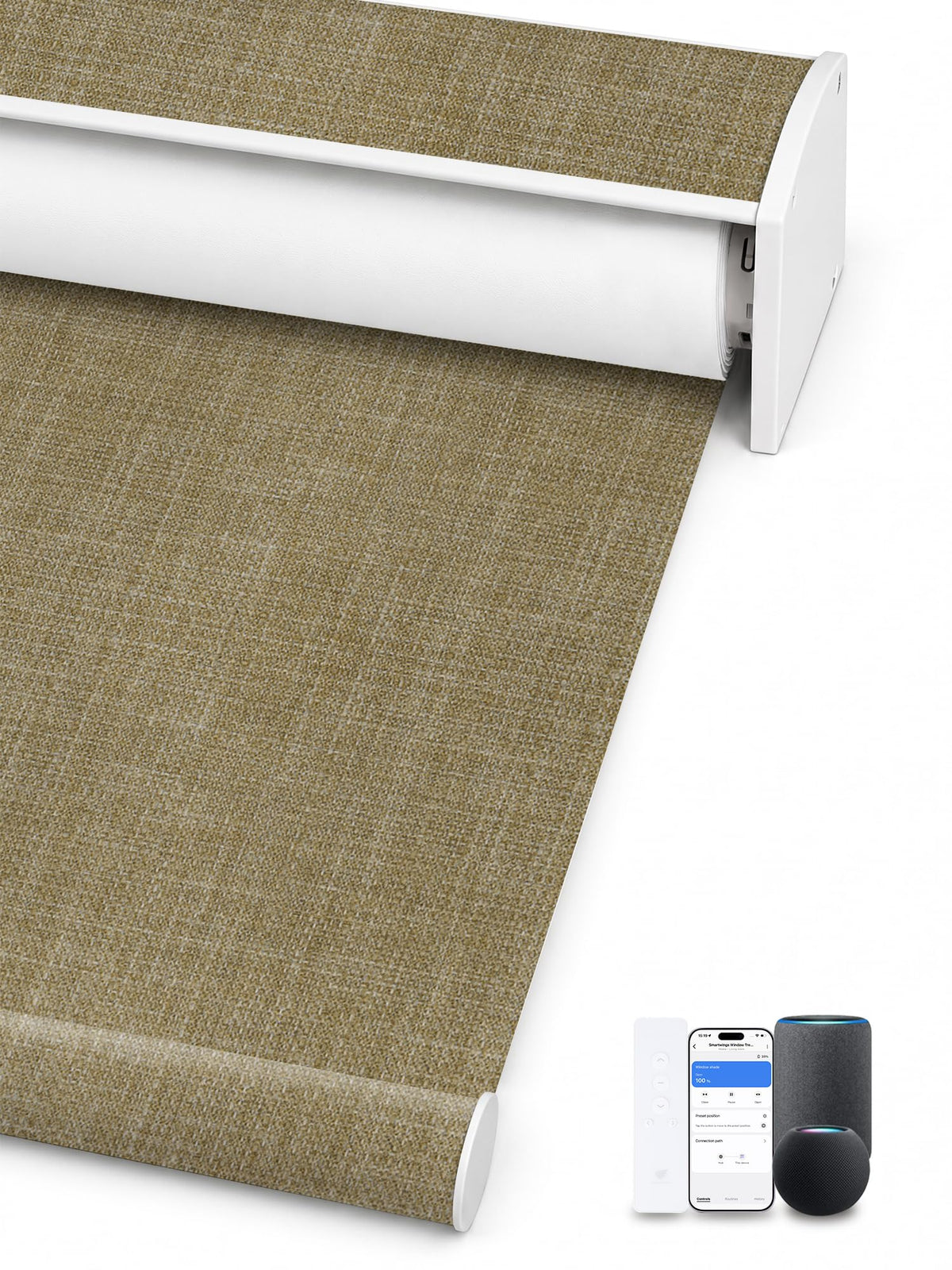 SmartWings Motorized Smart Roller Shades, 100% Blackout Essential Grey