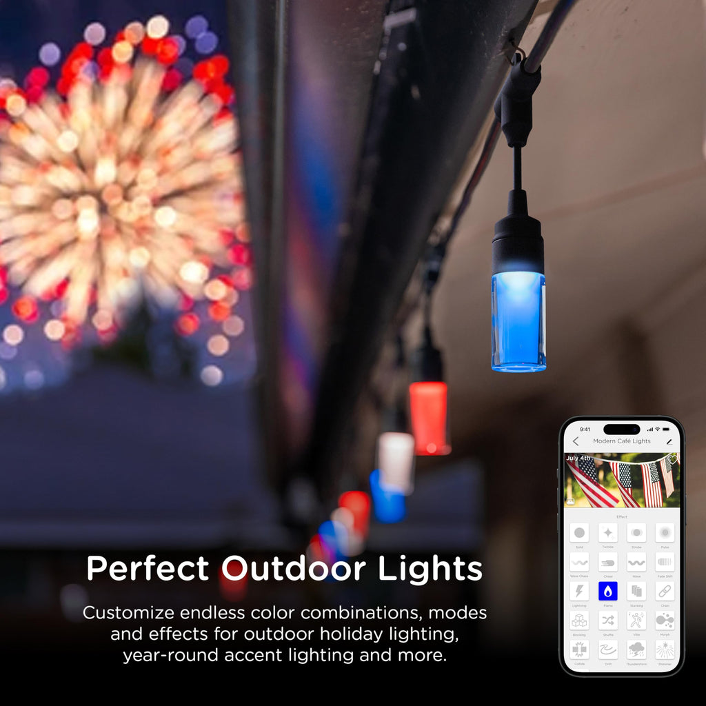 Enbrighten Modern Outdoor String Lights, 48ft, 24 Bulbs