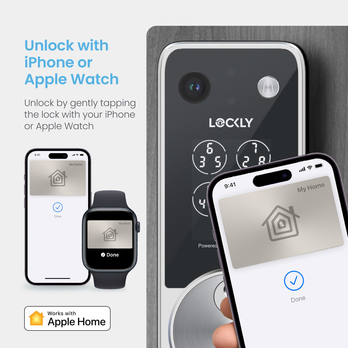 Lockly Vision Zeno Smart Lock with Video Doorbell Camera / Apple Home Key