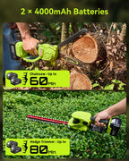 3-in-1 Cordless Mini Chainsaw & Hedge Trimmer with Grass Shears, 8-Inch 800W Brushless Chainsaw, 2 x 4000mAh Batteries, Garden Tool Kit for Tree Pruning, Hedge Trimming & Lawn Edging