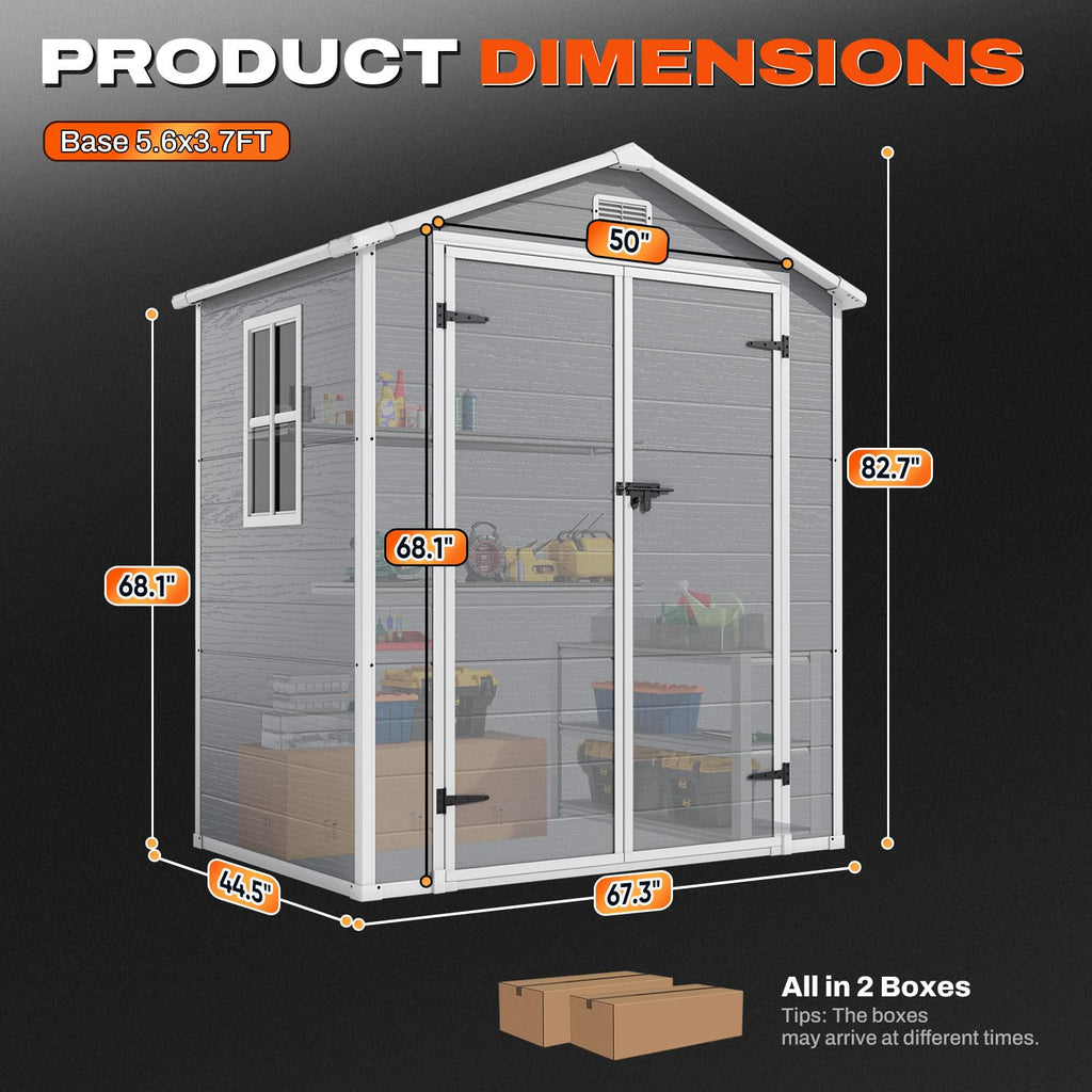Quictent 6x4FT Resin Storage Shed with Floor, Plastic Shed(Base 5.6X3.7FT)