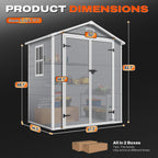 Quictent 6x4FT Resin Storage Shed with Floor, Plastic Shed(Base 5.6X3.7FT)