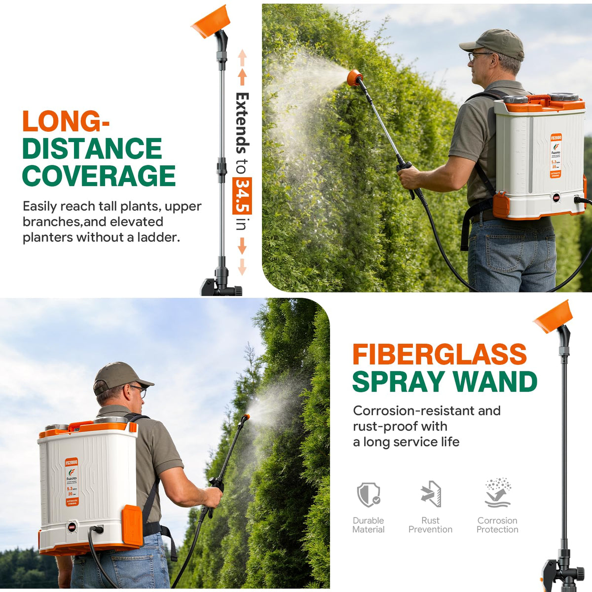 Battery Powered Backpack Sprayer 5.3 Gallon for Lawn, Garden, Yard