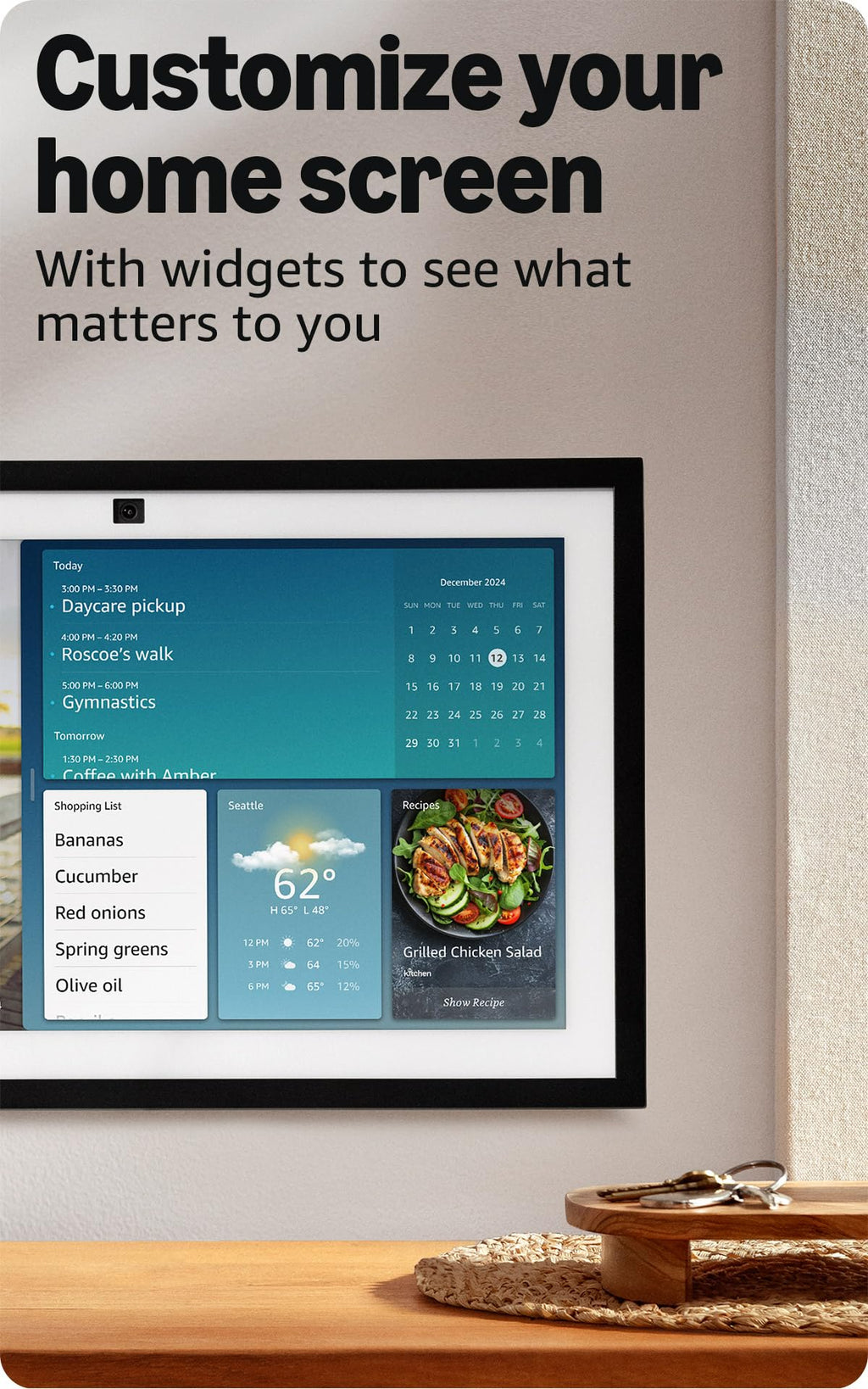Amazon Echo Show 15, Full HD 15.6" kitchen hub for home organization, with built-in Fire TV, Designed for Alexa+