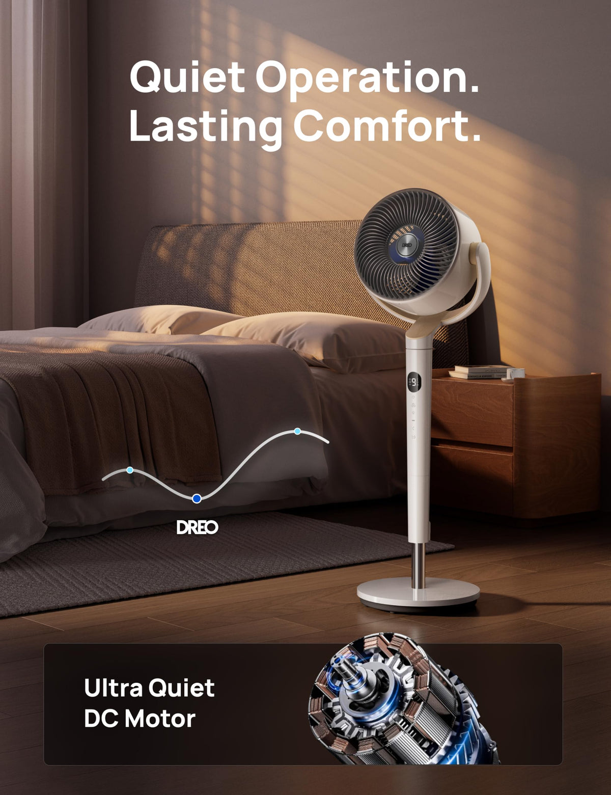 DREO Smart Pedestal Fan for Bedroom, 120°+120° Omni-Directional Oscillating
