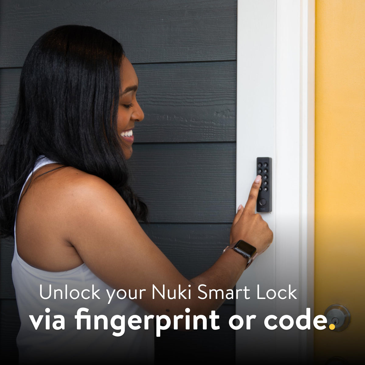 Nuki Keypad 2.0 Fingerprint Door Access, Secure Code Entry for Smart Lock, Easy Install, Keyless Entry for Kids, Seniors, Guests, Smartphone-Free Access