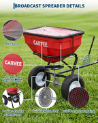 Tow Behind Broadcast Spreader, 130LBS, Universal Hooks Tow/Push Garden Spreader for UTV, ATV, 30 Adjustable Settings, 9.8 ft Spreading Width, Lawn Spreader for Seed, Fertilizer, Salt, Ice Melt