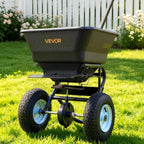 VEVOR Broadcast Spreader 130 lbs Capacity Hopper Walk-Behind Push Spreader | for Lawn & Garden Care, 12 ft Spreading Width, 13" All-Terrain Tires, Adjustable Flow Control for Fertilizer Seed Ice Melt
