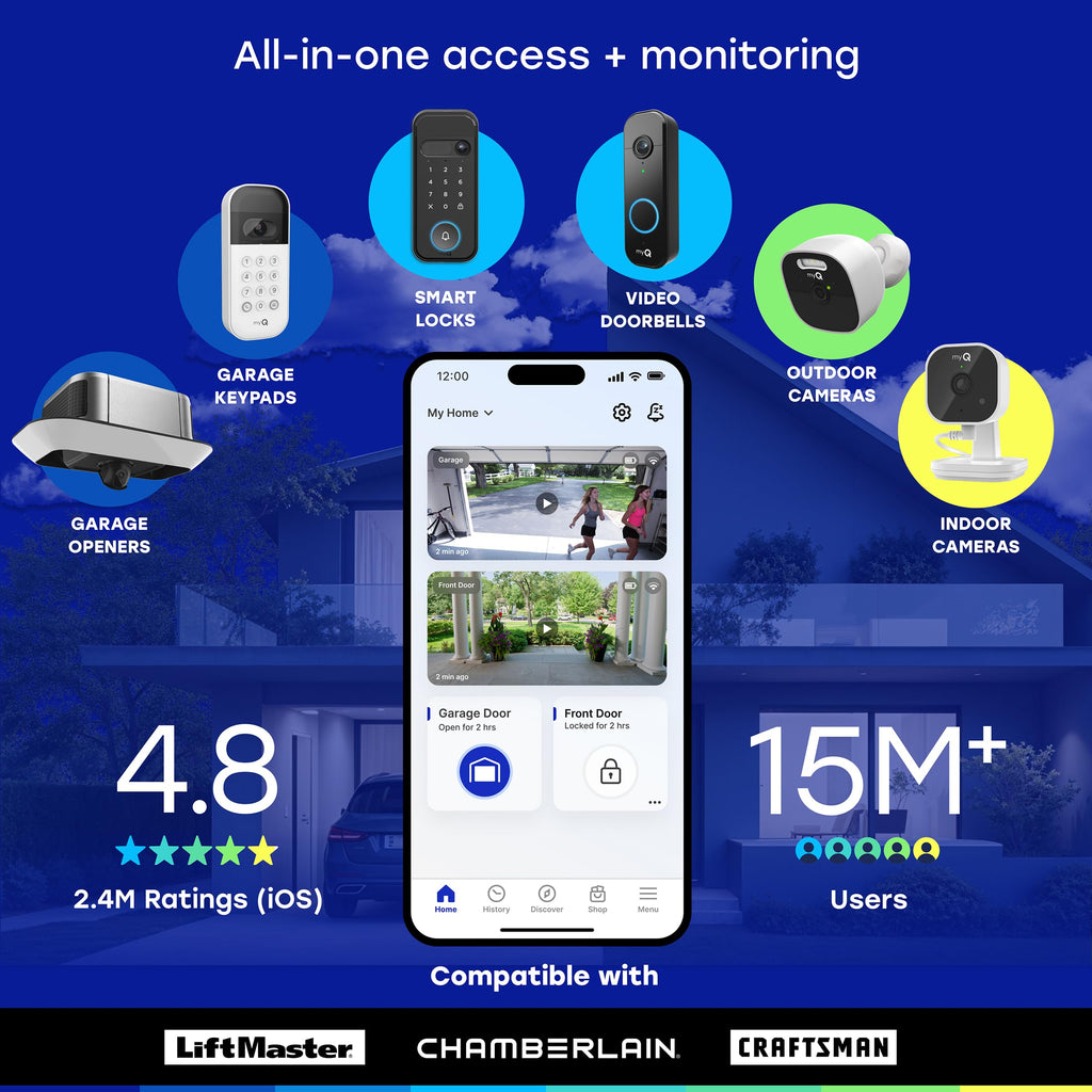myQ Secure View™ 3-in-1 Smart Lock Deadbolt + myQ Chime + Extra Battery, Keyless Entry Lock, 2K HDR Doorbell Camera, Face, Fingerprint & PIN Access, App Control, Color Night Vision & Two-Way Audio