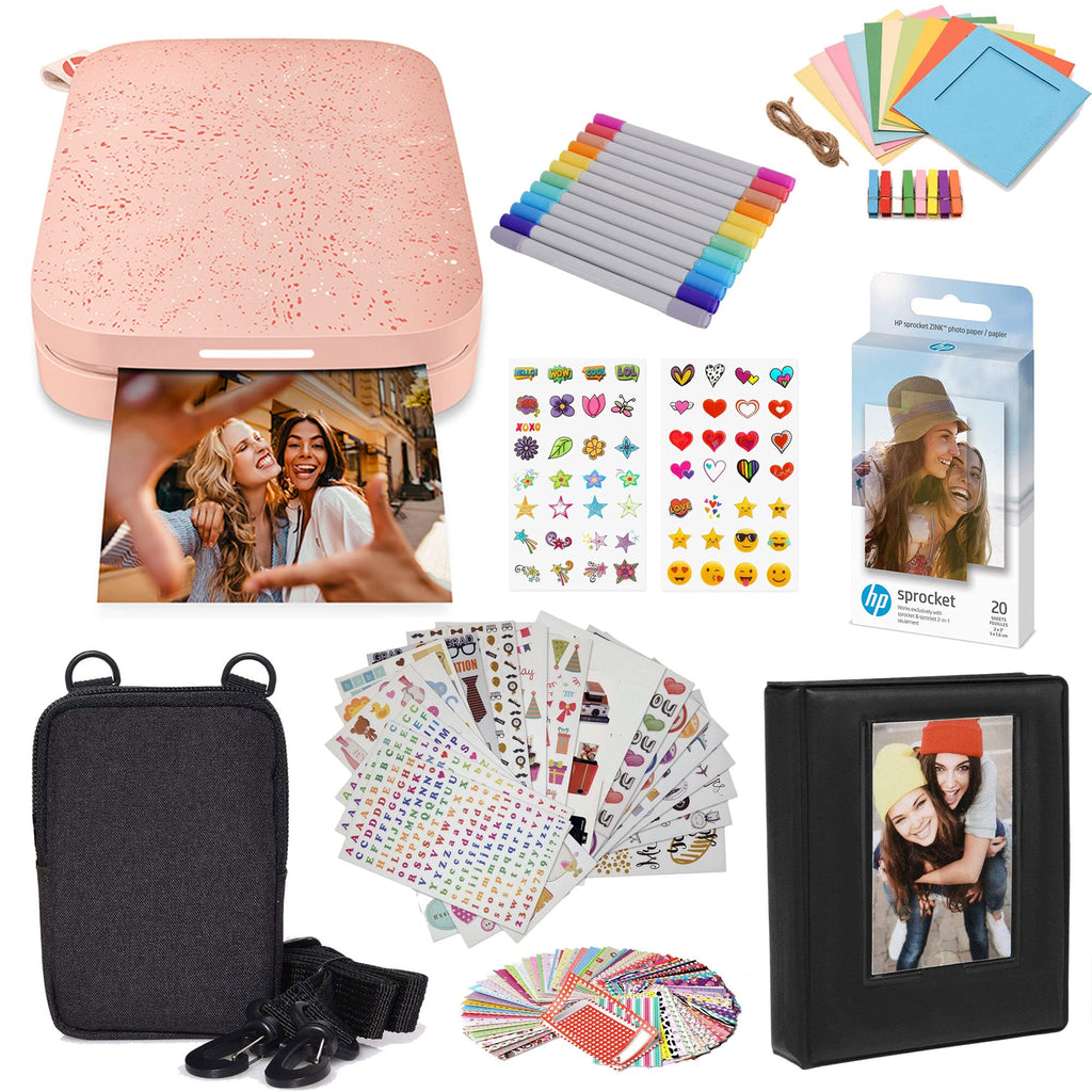 HP Sprocket 2x3 Instant Smartphone Photo Printer 75 Sheets Bundle - Bluetooth Portable Color Wireless Mobile Printer (Luna Pearl) Zink Sticky-Back Photos