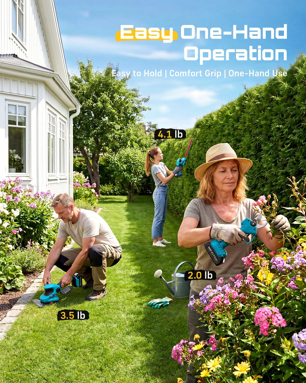 SEESII 3-in-1 Cordless Hedge Trimmer, Grass Shear & Electric Pruning Shears