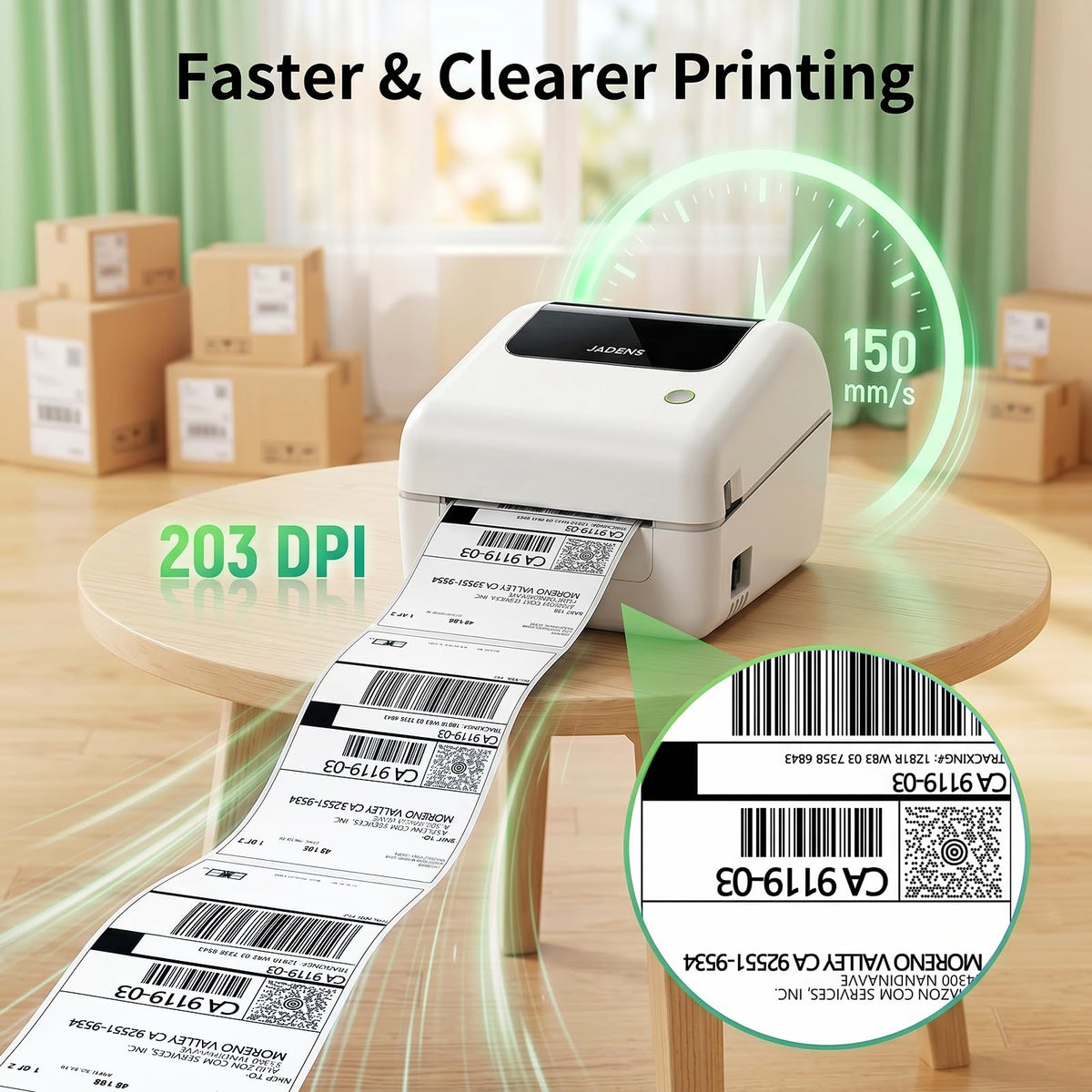 Bluetooth Thermal Shipping Label Printer with Built-in Label Bin, Wireless 4x6 Label Printer for iPhone, Android, Windows & Mac, Includes 50 Labels, Works with USPS, UPS, Amazon, Etsy, Shopify, White