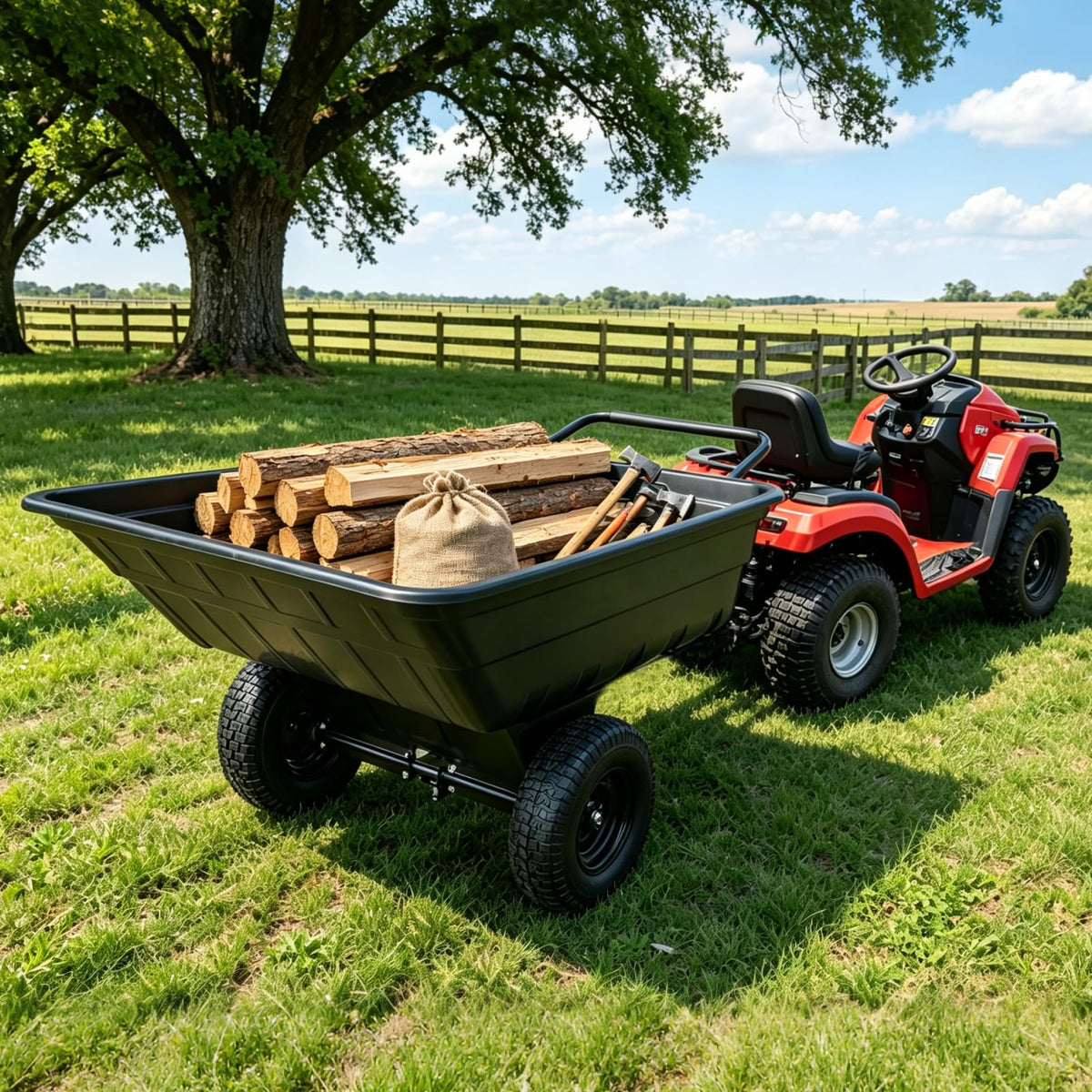 2-in-1 ATV/UTV Trailer Tow Behind Utility Dump Cart