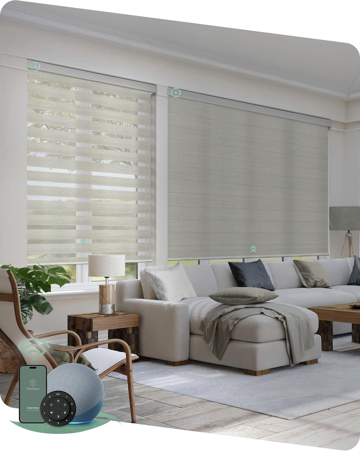 Yoolax Motorized Zebra Blinds with Remote, Room Darkening Smart Blinds
