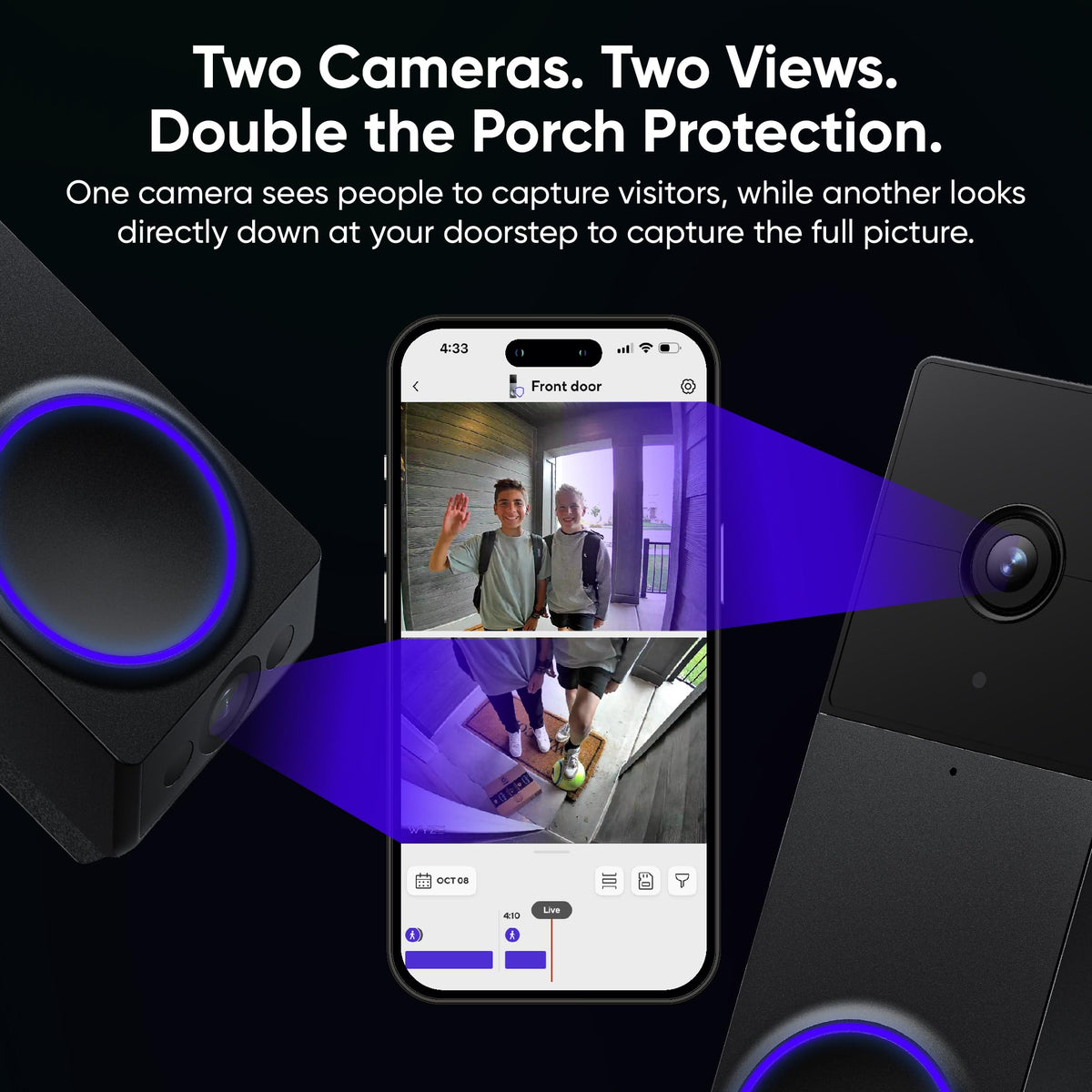 WYZE Wireless Duo Cam Doorbell Camera Video Doorbell w Wi-Fi Chime, 2K HD