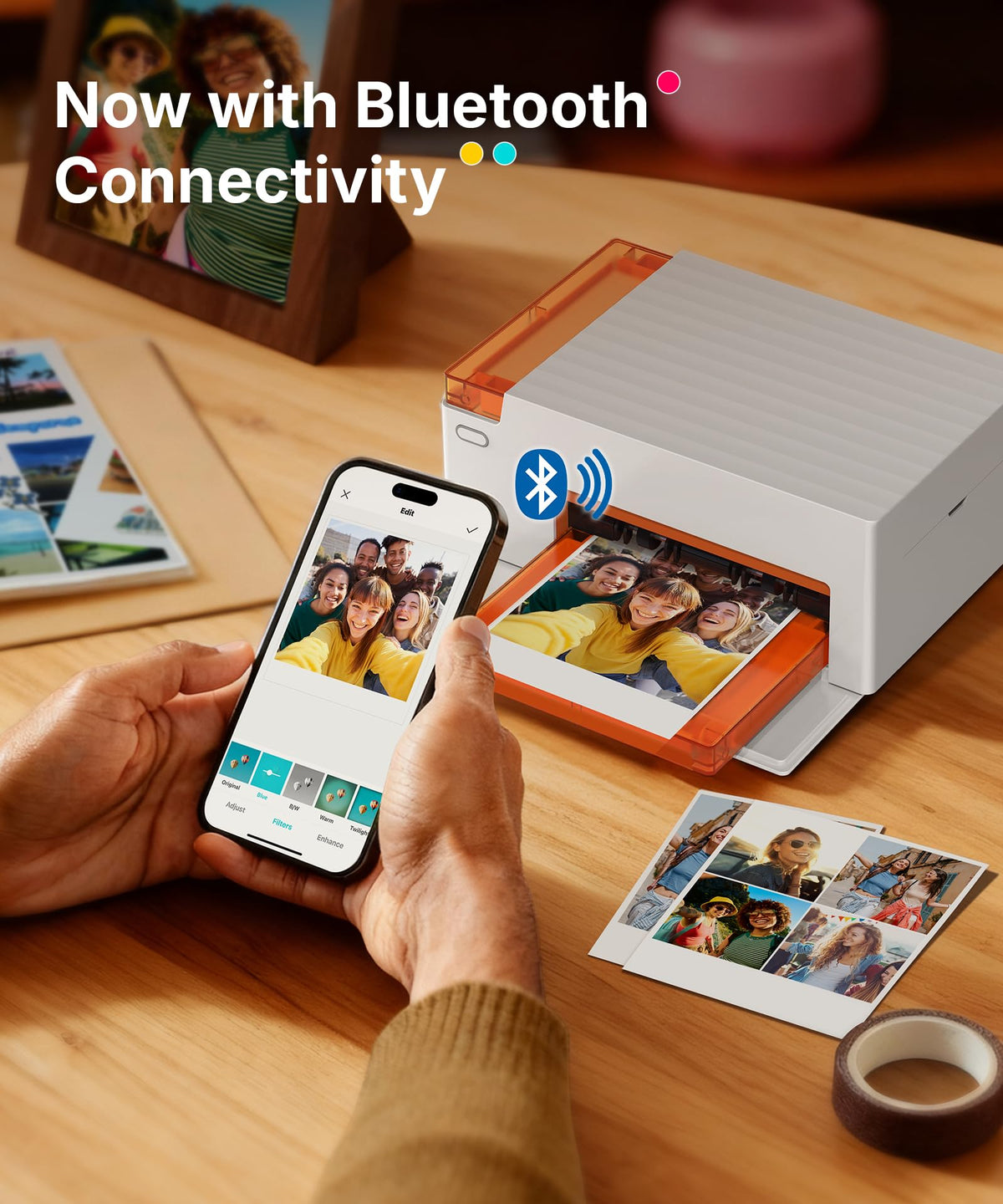 Liene Amber M110 Bluetooth Portable Photo Printer for iPhone, Thermal Dye Sublimation, Includes 80 Sheets, 60 4x6 Inch Sheets, 20 3 Inch Square Sticker Sheets and 2 Cartridges