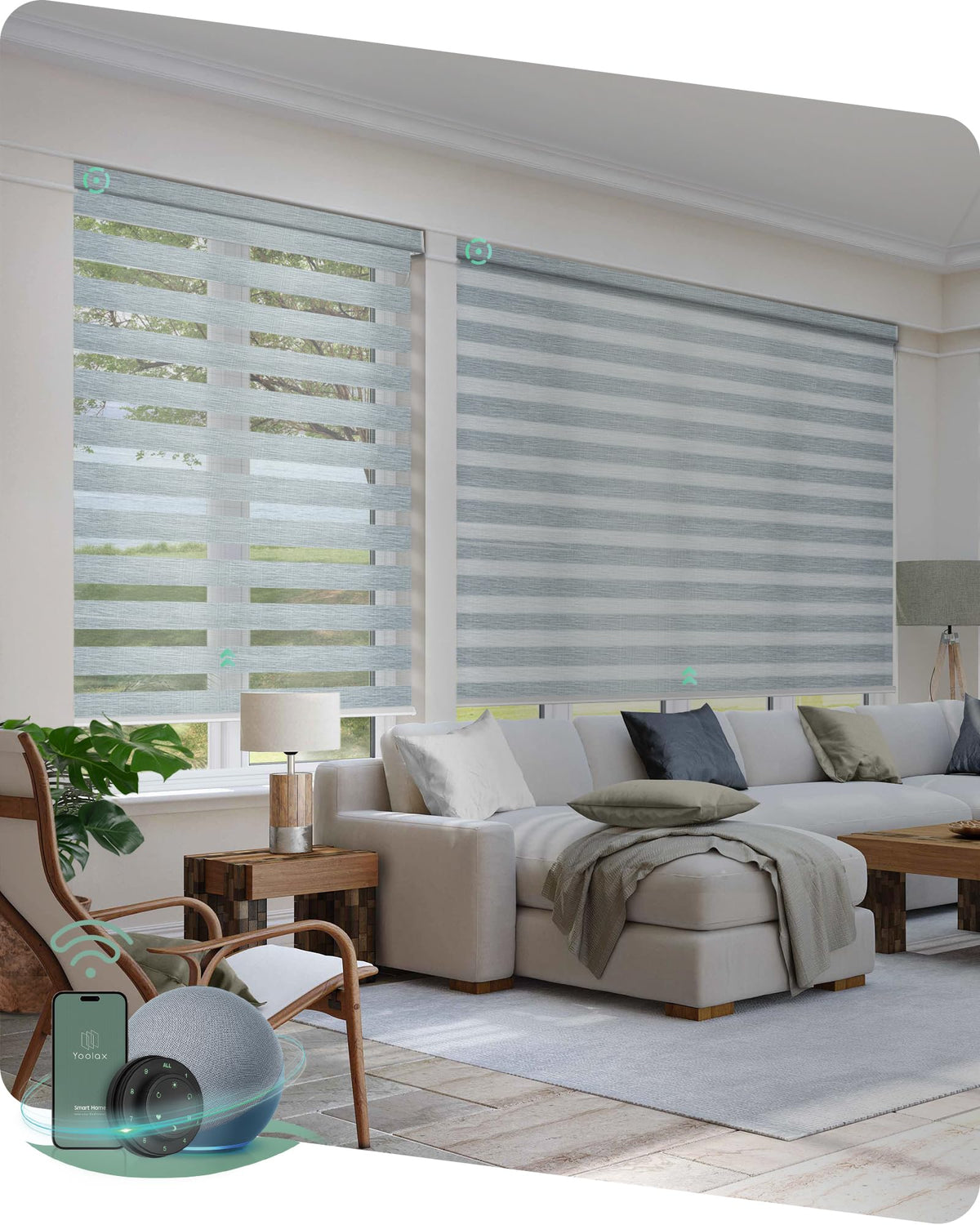 Yoolax Motorized Zebra Blinds with Remote, Room Darkening Smart Blinds