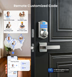 Veise VE012W-L WiFi Fingerprint Deadbolt Lock with Handle Set, Satin Nickel
