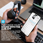 JLab Epic Work ANC Wireless on-Ear Headset with Microphone, smart Noise Cancellation, multipoint Connect, Charging hub, Black