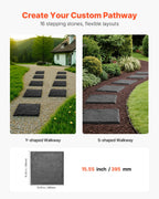 VEVOR Garden Stepping Stones 16Pcs 15.5x15.5" Plastic Pathway Pavers Grey