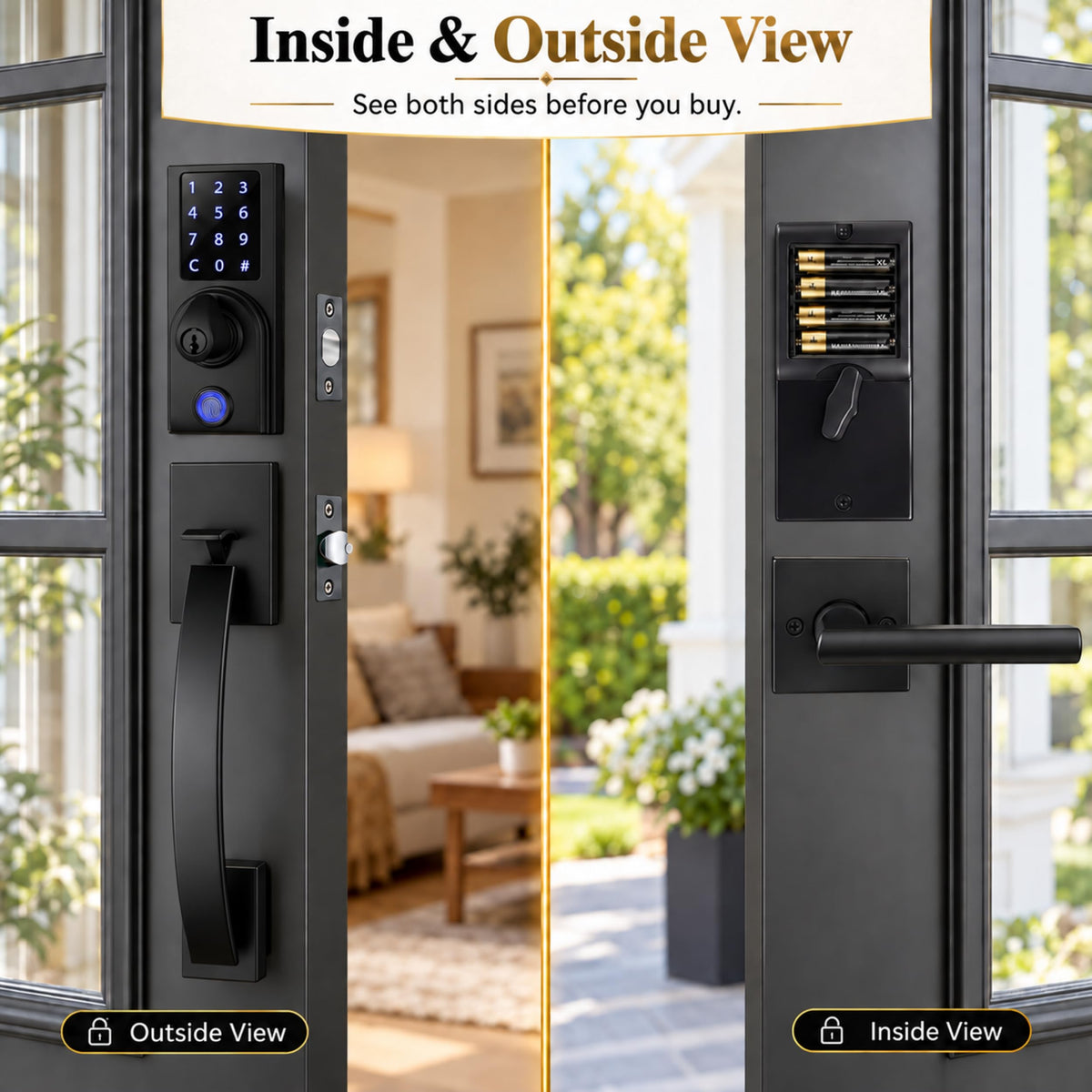 Door Handleset withTouchscreen Fingerprint Keypad