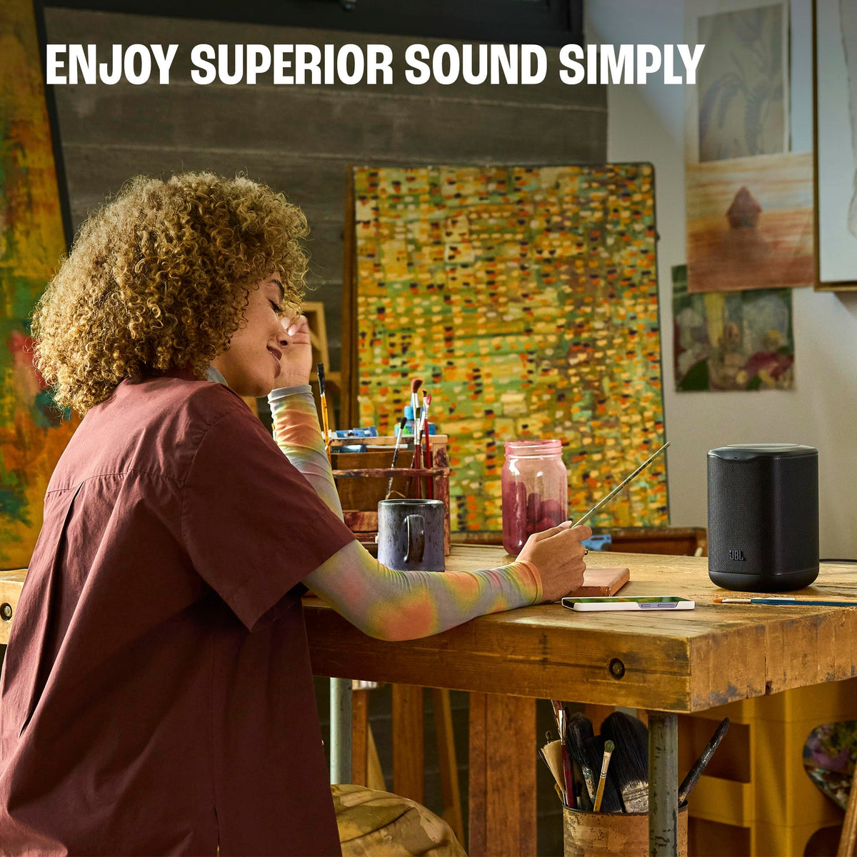 JBL Cove M1: Compact Wi-Fi Home Speaker with access to Alexa+ – Black