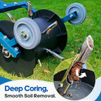 Rolling Lawn Aerator - Manual Push Roller, 7 Non-Clog Hollow Tines(Blue)