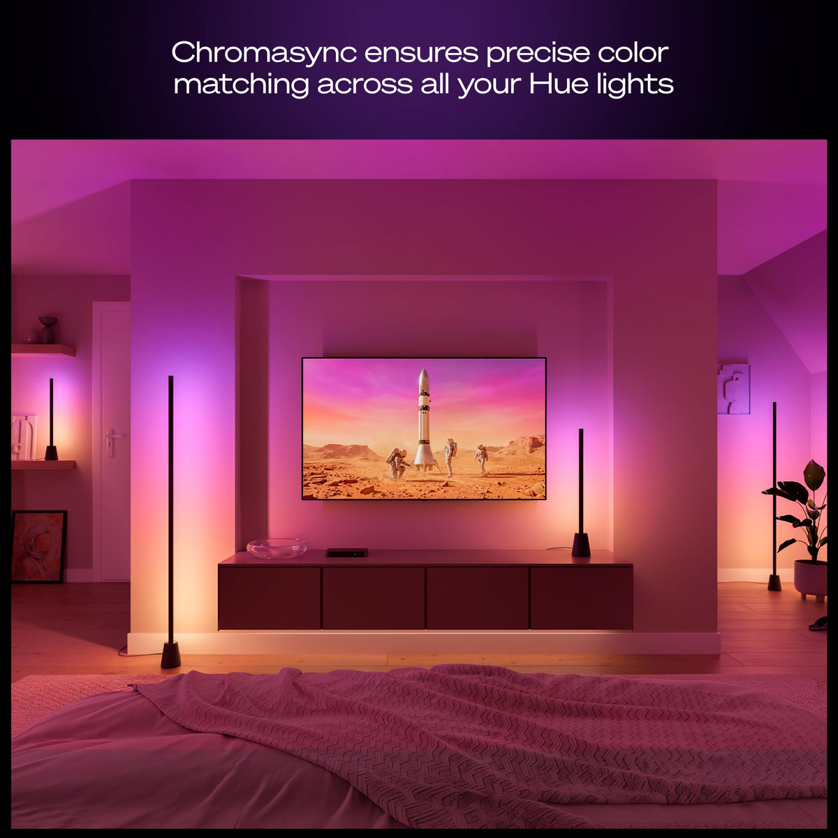 PHILIPS Hue Play Floor Lamp, RGBWWIC LED, 53 Inch, 1-Pack, Black