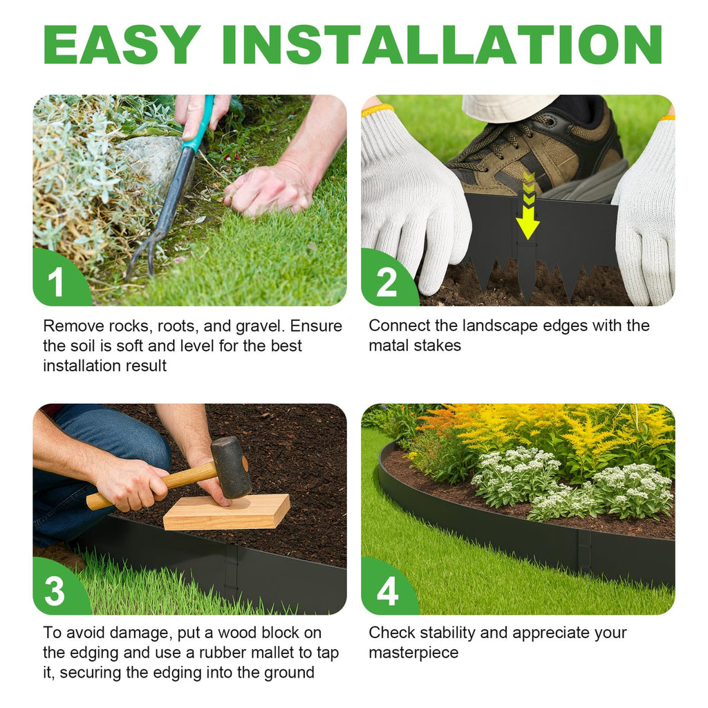 50FT Metal Landscape Edging, 15-Pack 40"L x 6.5"H Rust-Proof Border