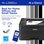Brother HL-L2460DW Wireless Compact Monochrome Laser Printer with Duplex, Mobile Printing, Black & White Output | Includes Refresh Subscription Trial(1), (Renewed Premium - Refurbished)