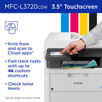 Brother MFC-L3720CDW Wireless Color Laser Printer, Scanner, Copier, Fax, Auto Duplex, 250-Sheet Capacity