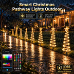 16 Pack Christmas Pathway Lights Outdoor, Smart RGB Spiral Xmas Tree Lights