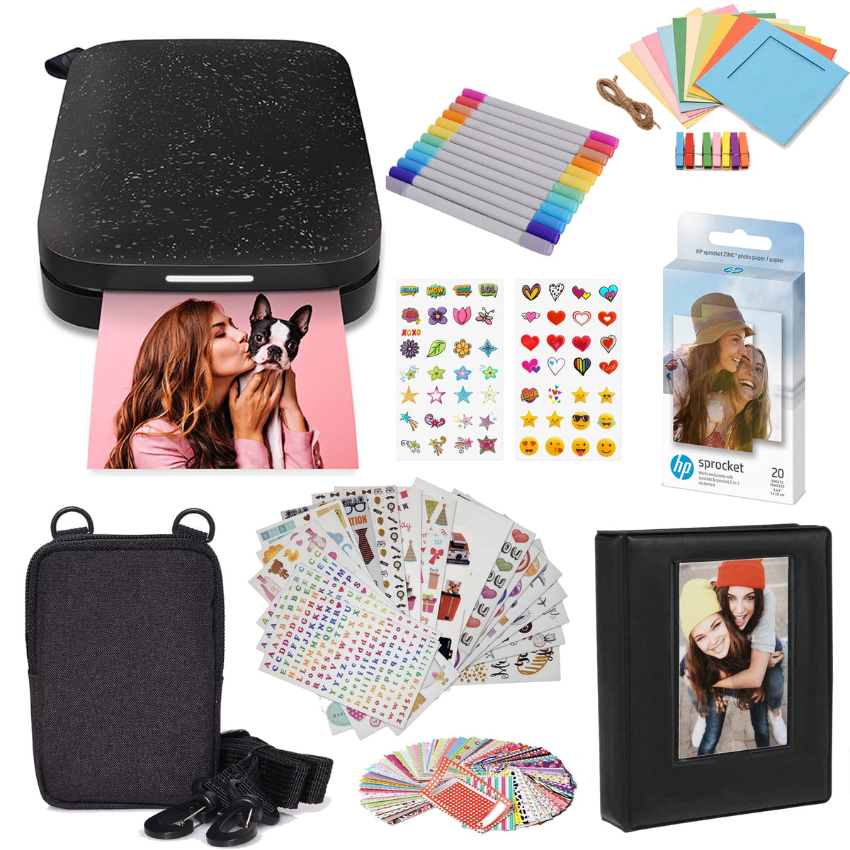 HP Sprocket 2x3 Instant Smartphone Photo Printer 75 Sheets Bundle - Bluetooth Portable Color Wireless Mobile Printer (Luna Pearl) Zink Sticky-Back Photos