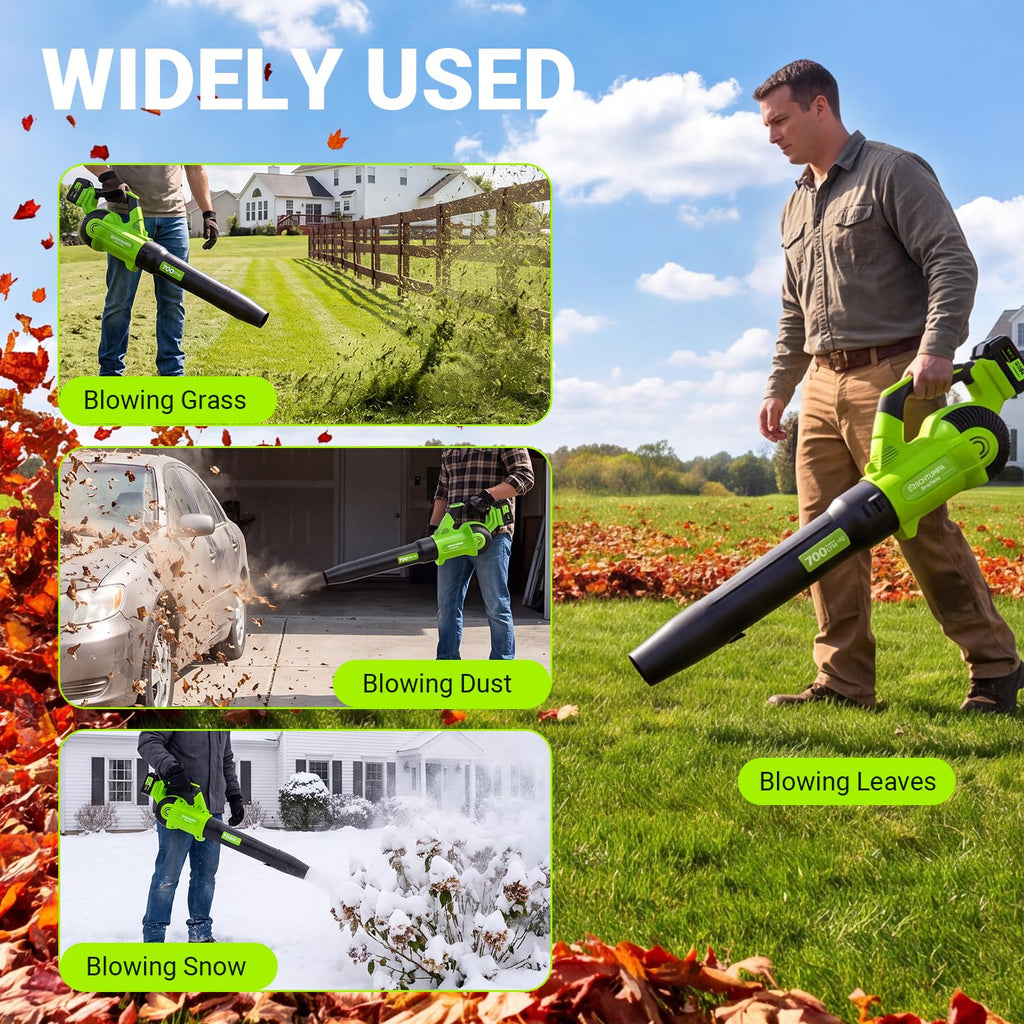 Leaf Blower Cordless 1200W 700CFM 200MPH Leaf Blower for Lawn Care Yard