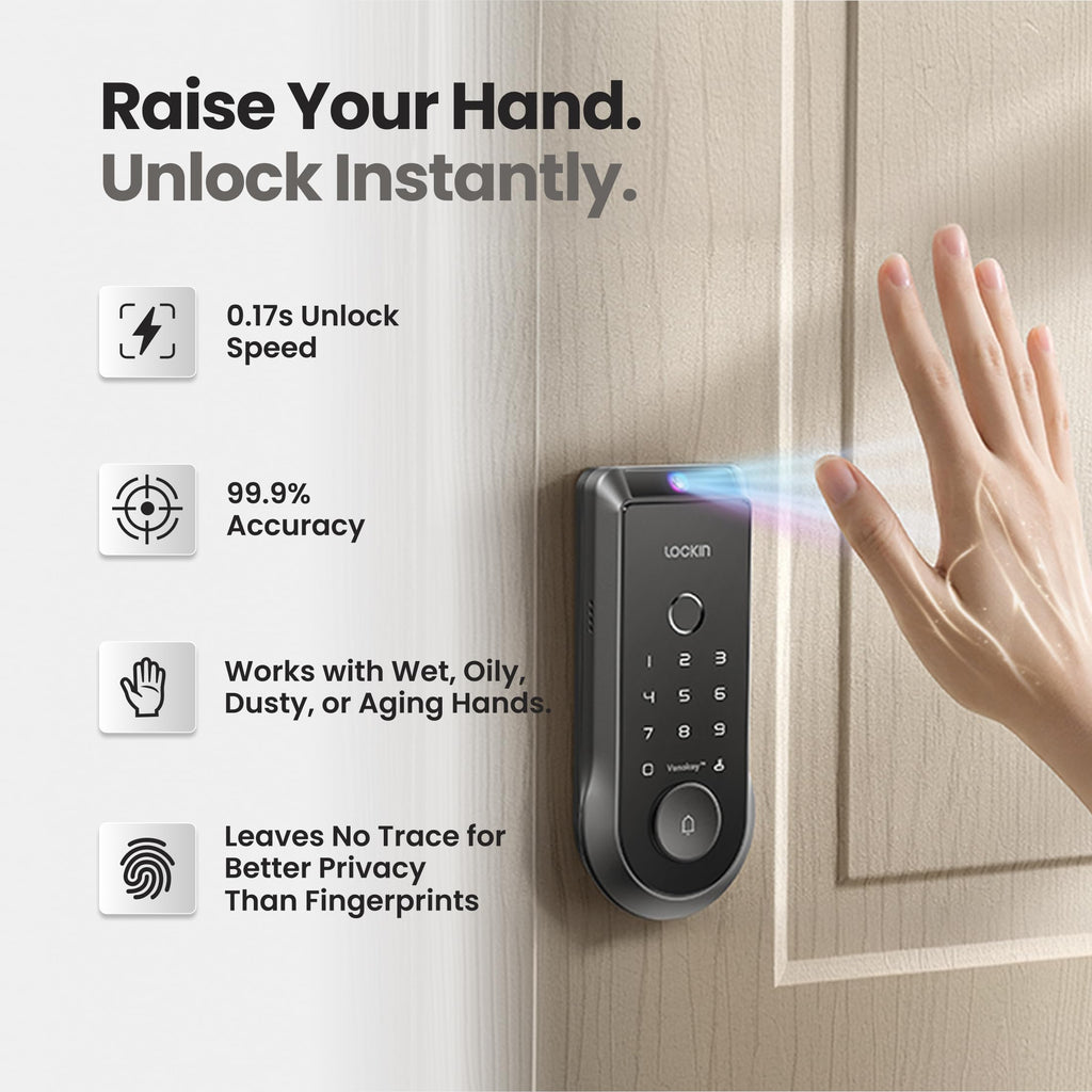 Veno Smart Lock, Palm Vein Keyless Entry, Single Battery