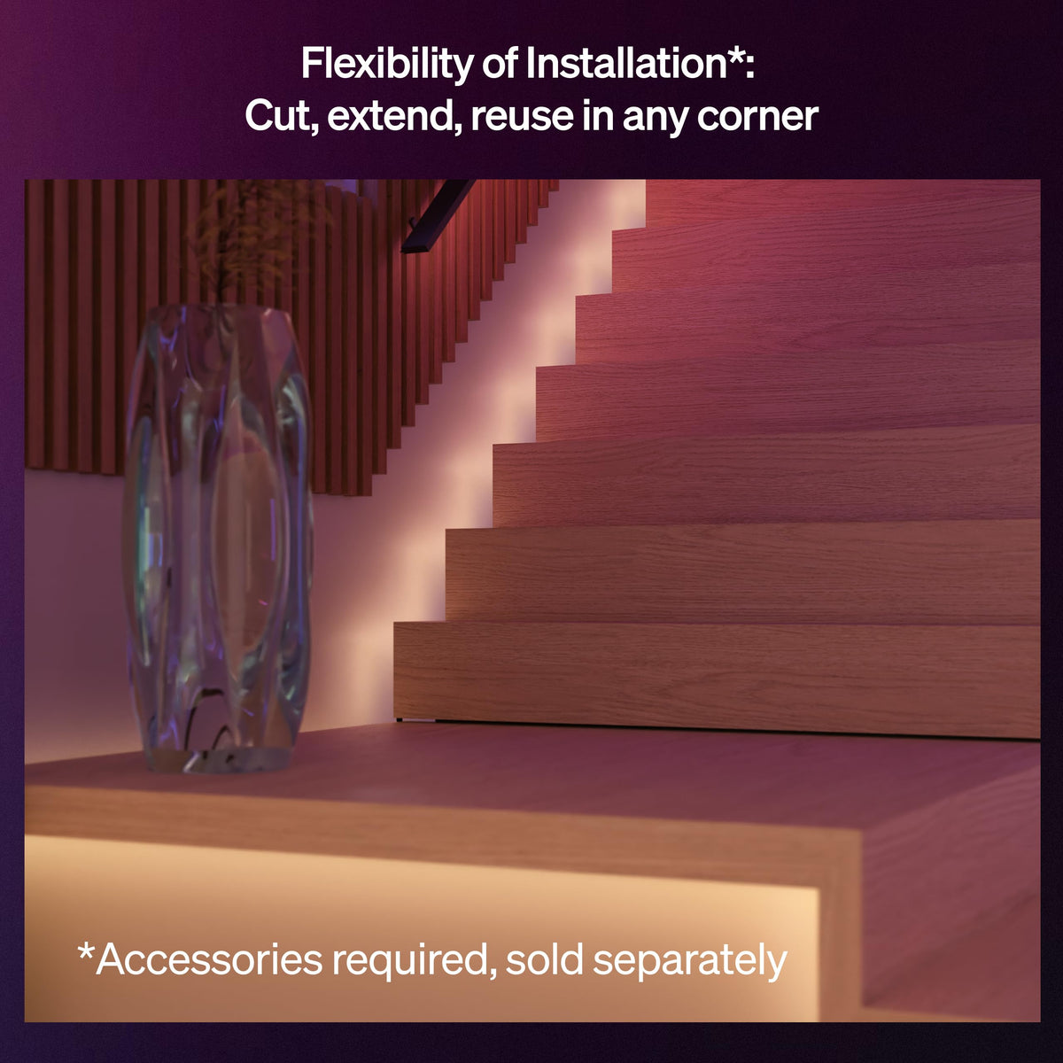Hue Flux 16-Foot LED Strip Light, 3000 lm, Vibrant Color and Ambiance, Flexible Indoor Lighting, Chromasync™ Color Blending, RGBWWIC, Cuttable, Extendable, Reusable, App and Voice Control