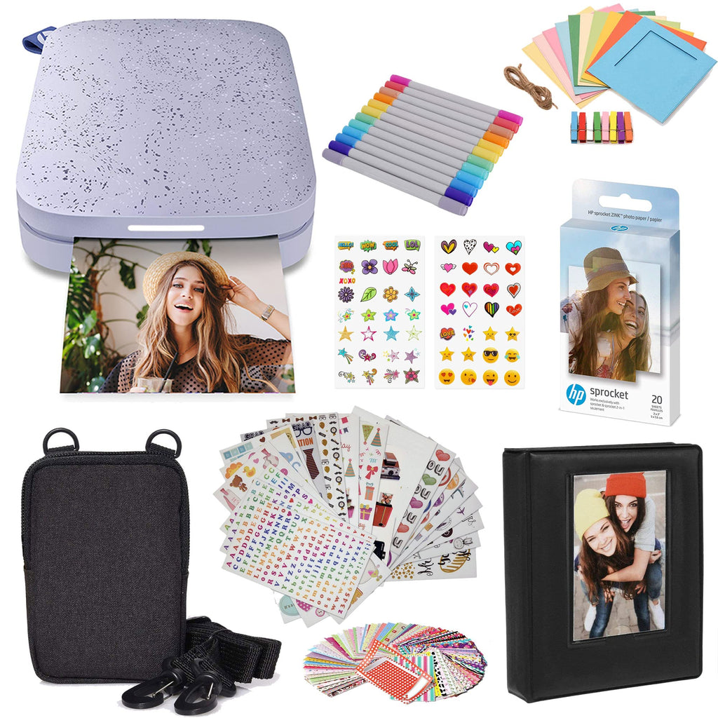 HP Sprocket 2x3 Instant Smartphone Photo Printer 75 Sheets Bundle - Bluetooth Portable Color Wireless Mobile Printer (Luna Pearl) Zink Sticky-Back Photos