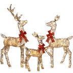 5 FT Oversized Christmas Decorations Outdoor Lighted Reindeer – 3-Piece 2D Deer Family Set with 160 Warm White LED Lights for Yard, Lawn, Garden & Porch Holiday Display - White