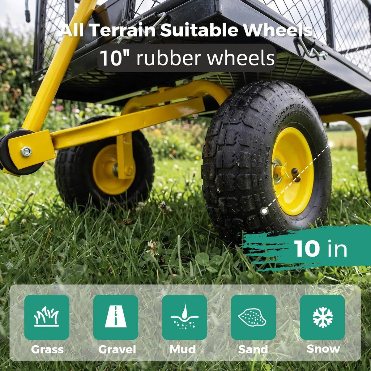SUNNYFEEL Steel Garden Cart Heavy Duty 900 LBS Utility Wagon on Wheels