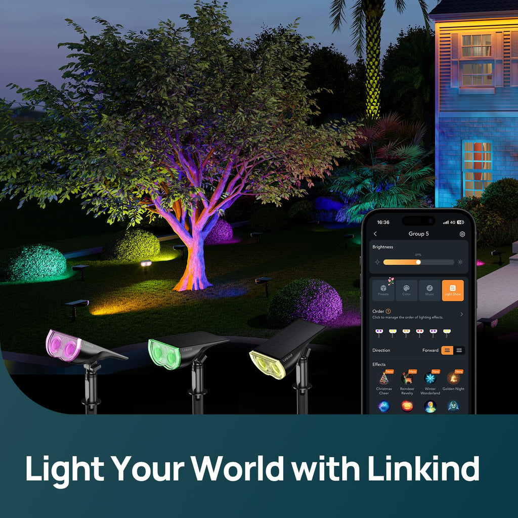 Linkind Smart Solar Spot Lights Outdoor SL5C, IP67 Halloween Lights Outdoor