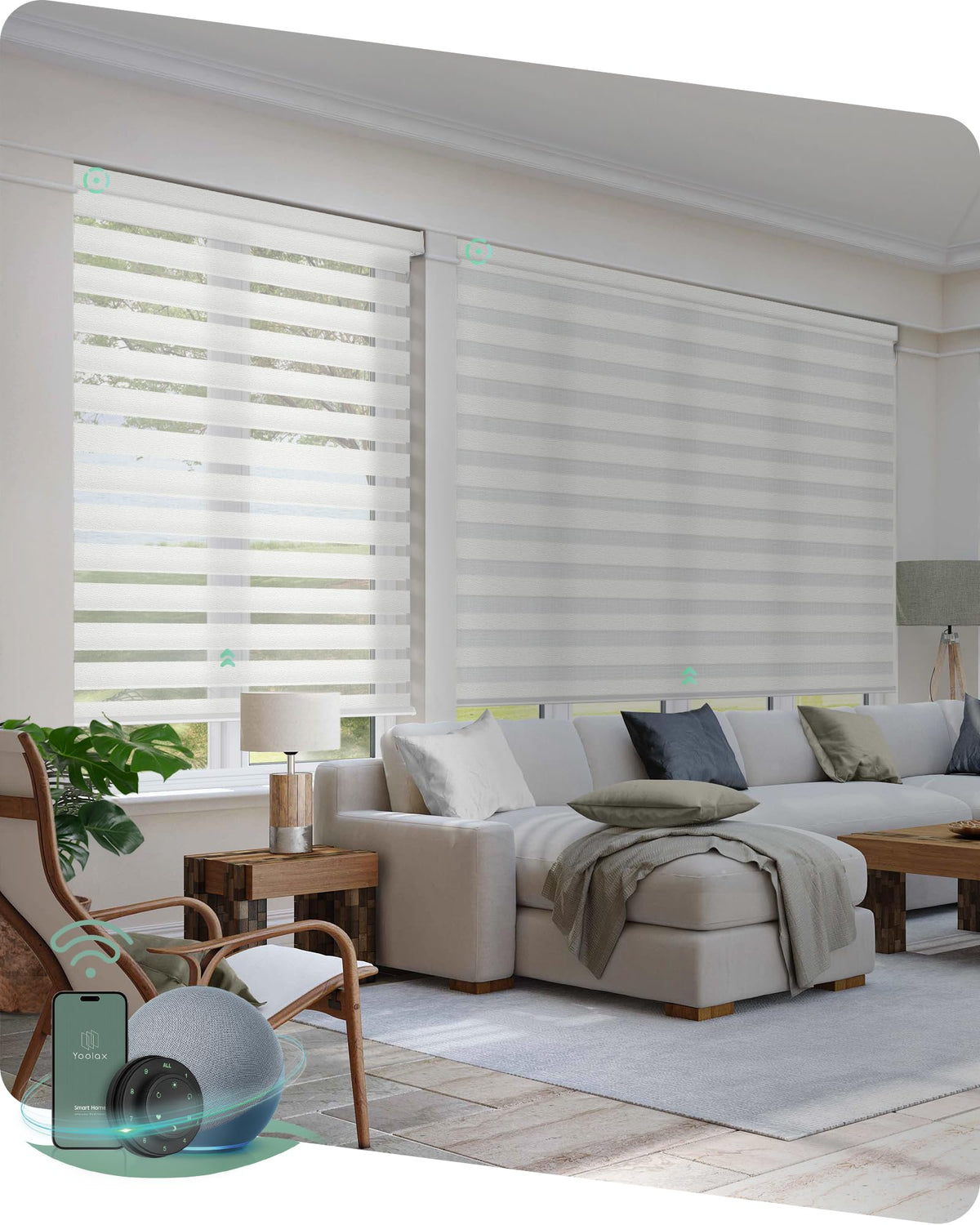 Yoolax Motorized Zebra Blinds with Remote, Room Darkening Smart Blinds
