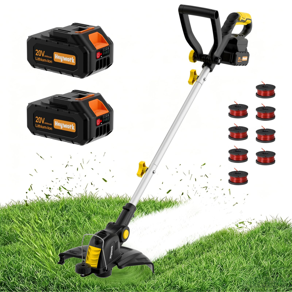 20V 12 Inch Weed Wacker, Grass Trimmer for Lawn & Garden Maintenance (2 Pack 2AH Batteries Included)