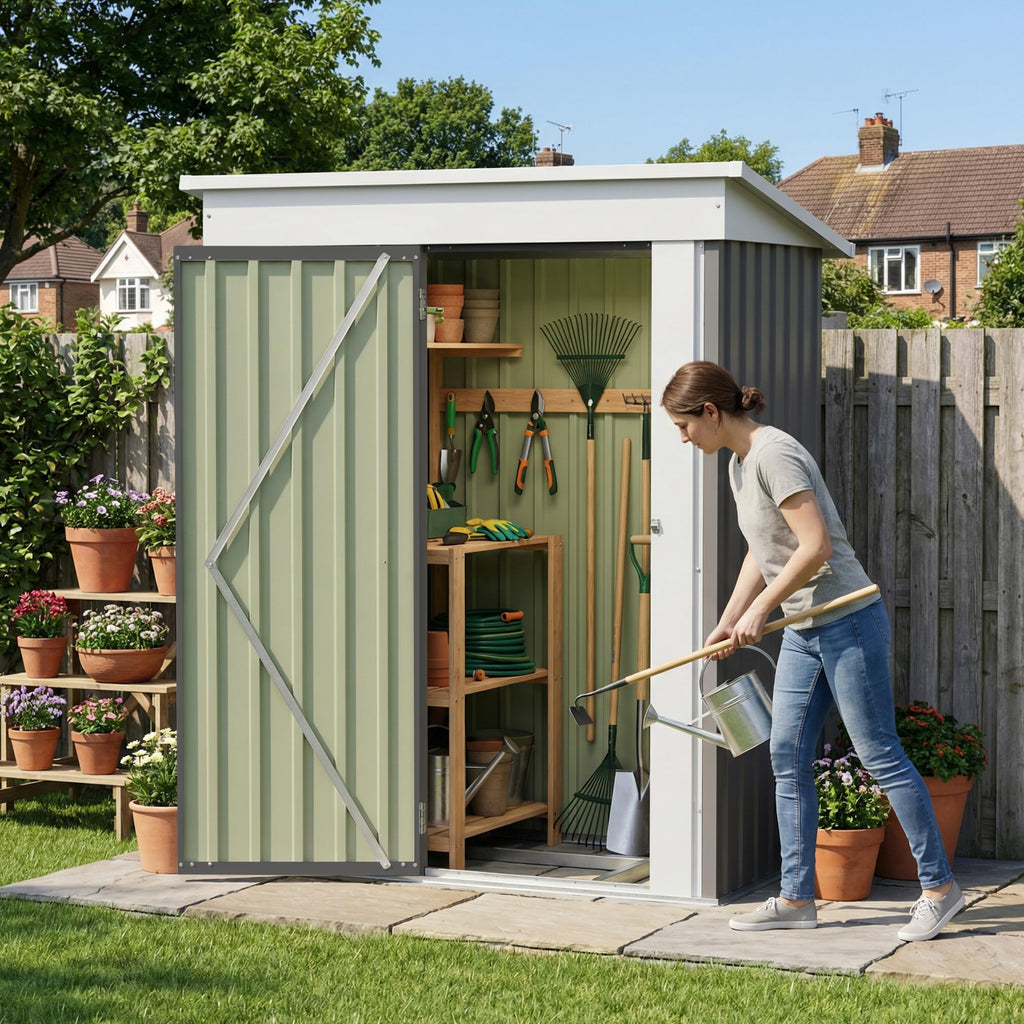 Devoko 10x8 FT Outdoor Storage Shed, Brown