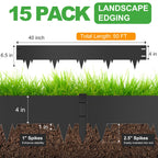 50FT Metal Landscape Edging, 15-Pack 40"L x 6.5"H Rust-Proof Border
