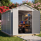 Quictent 6x4FT Resin Storage Shed with Floor, Plastic Shed(Base 5.6X3.7FT)