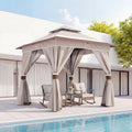 10x10 Arc Gazebo Canopy with Curtains & Double Roof