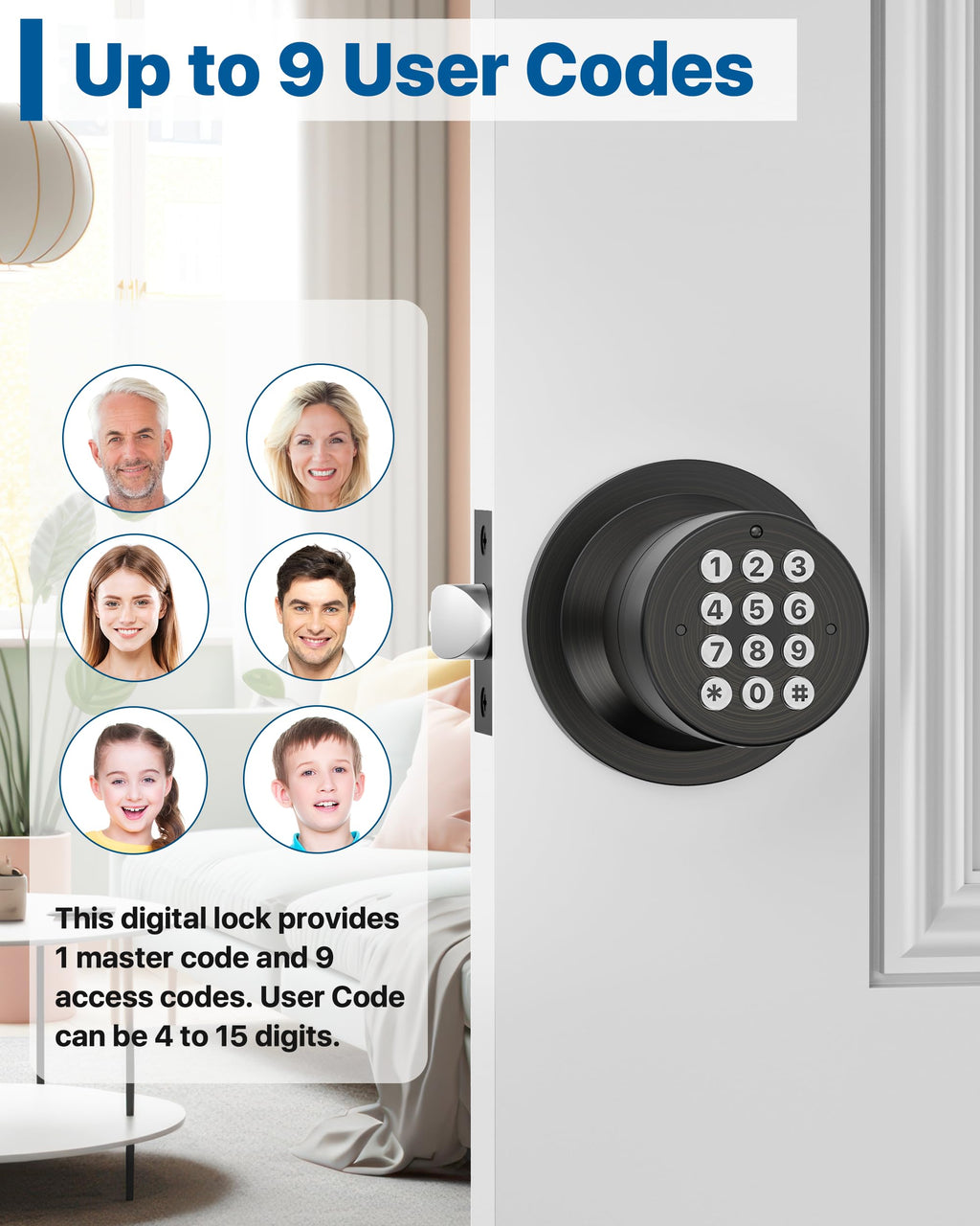 Keyless Entry Lock with Code Door Knob with Keypad Oil Rubbed Bronze 4Pack