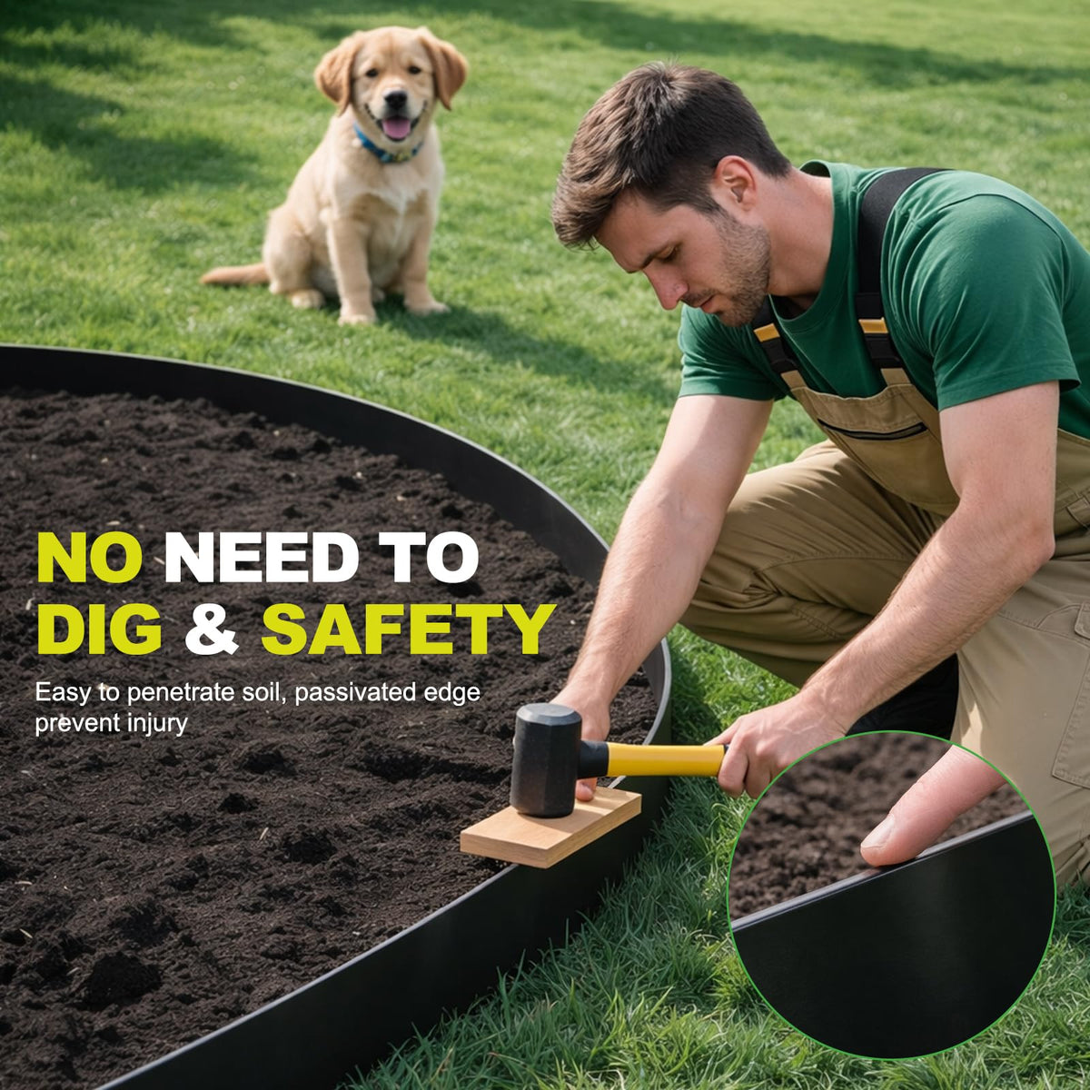 50FT Metal Landscape Edging, 15-Pack 40"L x 6.5"H Rust-Proof Border